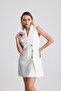 Lined Pulpayet Jacket Collar Double Breasted Evening Dress Jacket Dress |   Elb36091 White - 2