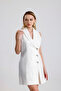 Lined Pulpayet Jacket Collar Double Breasted Evening Dress Jacket Dress |   Elb36091 White