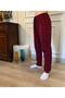 Burgundy Square Patterned Plaid Printed 100% Cotton Pocketed Waist-Tie Pajama & Sweatpants (Ultra Quality) - 4