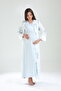 Women's Blue Special Design Patterned Full Length Maternity Maternity Dressing Gown Nightgown Set - 4