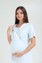 Women's Blue Special Design Patterned Full Length Maternity Maternity Dressing Gown Nightgown Set - 8