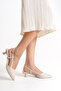Beige Skin Matte Pointed Toe Buckle 3 cm Heeled Shoes - 3