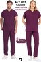 Plum Suit Terry Cotton Unisex Bat Sleeve Nurse and Doctor Uniform Suit Scrubs