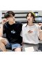 Printed Black - White Oversized Lover Couple Tshirts - 2
