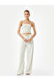 Slim Fit Drape Detailed Crop Strapless Blouse - 2