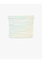 Slim Fit Drape Detailed Crop Strapless Blouse - 4