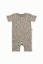 Cotton Short Sleeve Baby Shorts Jumpsuit Spring Floral Khaki