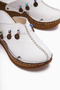 Genuine Leather Annika White Antique Detailed Wedge Sabo Women's Slippers - 3