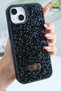 iPhone 13/14/15 Case with Velvet Diamond Design (Remove the Gelatin) and Navy Blue Stone Sparkling Diamond Silicone - 5