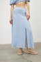 Women's Blue Floral Patterned Blouse Skirt Set - 5