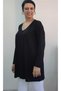 Black V-Neck Size Whole Coming Low Sleeve Combed Viscose Long-Sleeved T-Shirt - 4