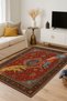 Mosso Blue Yellow Hands and Ancient Patterned Fringe Detailed Woven Base Decorative Carpet Mosso50 - 5