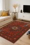 Mosso Red Hands and Ancient Pattern Woven Base Decorative Carpet with Fringe Detail Mosso50 - 5