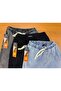 Men's Jogger Jeans – Gray, Elastic Waist & Legs, Washed Denim - 7