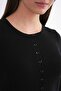 6931 Women's Buttoned Ribbed Knitwear Cardigan Black - 6
