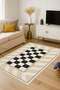 Mosso Retro Checkered Beige Wavy Pattern Woven Base Modern Decorative Carpet Mosso131 - 2