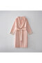 Tuğsen Women's Bathrobe 100% Organic Cotton Laced Powder