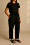 Women's Black Sofia Linen Double Pocket Wide Leg Trousers - 2