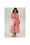 Women's Plus Size Pink, Front Buttoned, Three Quarter Sleeve Bohemian Dress 65N38962 - 6