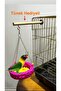 Knitted Bird Hammock (Pink) Bird Swing with Perch Gift Budgie and Parrot Swing