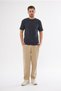 Men's Sand Beige Comfortable Linen Trousers with Elastic Waist, 100% Cotton, Loose Fit, Cool-Keeping Trousers - 4