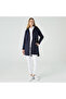 Women's Hooded Zippered Navy Blue Coat - 3