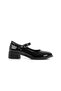Short-Heeled Ballet Oxford Ballet Flats Shoes Black Patent Leather 3.5 cm Heel - 2