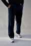 Unisex Navy Blue 2Ip Knitted Fabric Relaxed Fit Baggy Leg Sweatpants - 2
