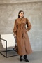 Women's Balloon Sleeve Resort Collar Belted Long Trench Coat - Black / Navy / Taupe / Beige / Khaki - 7