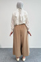 Wide Leg Modal Skirted Trousers with Elastic Waist 8809 - Biscuit - 4