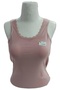 Women's Tank Top with Wide Strap Lace Detail - Powder
