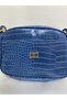 Women's Crocodile Leather Crossbody Bag with Gold Detail - 3
