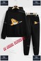 Children's Unisex "Zippered Teddy Bear Half" Special Printed Hooded Tracksuit Set