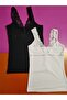 Modal Fabric Lace Strap V-Neck Black and White Color 2-Piece Women's Tank Top
