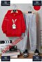 Children's Unisex "Angry Rabbit" Special Printed Hooded Tracksuit Set