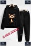 Children's Unisex "Angry Cat" Special Printed Hooded Tracksuit Set