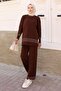 Stripe Detailed Knitwear Set Brown 6151 - 3