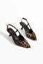 Leopard Stone Detailed Thin Heeled Slingback Stiletto – Stylish and Elegant Evening Dress Women's Shoes - 6