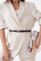 Women's Brown Faux Leather Triangle Buckle Design Belt - 4