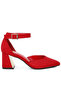 Women Metallic Accent Angle Heeled Sandals in Red