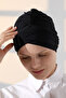 Cross 3 Stripes Double Sided Women's Hijab Bonnet Black - 7