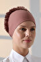 Women's Ruffled Laced Hijab Bun Bonnet - Dusty Rose - 8