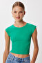 Pack of 2 Basic Ribbed Knitted Crop Blouse Lmx0123 Green Dark Pink - 6