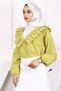 Oil Green Collar Ruffle Button Shirt - 4
