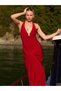 Lycra Buckle Detailed Long Dress Red - 3