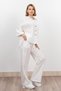Women's Summer Ecru Modal Fabric Snap Button Jacket Elastic Waist Pants Set Stylish Daily Comfortable Two-Piece 1208 - 2