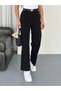 Women's Black High Waist Front Stitched Wide Leg Stretchy Palazzo Fabric Trousers - 3
