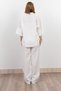 Women's Summer Ecru Modal Fabric Snap Button Jacket Elastic Waist Pants Set Stylish Daily Comfortable Two-Piece 1208 - 5