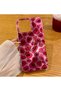 iPhone 16 Pro Max Aurora Red Leopard Pattern Glossy Transparent Phone Case with Sides