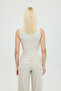 Soft Rib Boat Neck Sleeveless Blouse Beige - 6